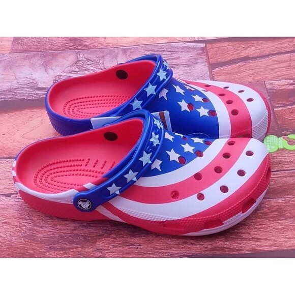 Crocs Classic Clog M8  W10 American Flag Stars Stripes USA Patriotic Classic NEW